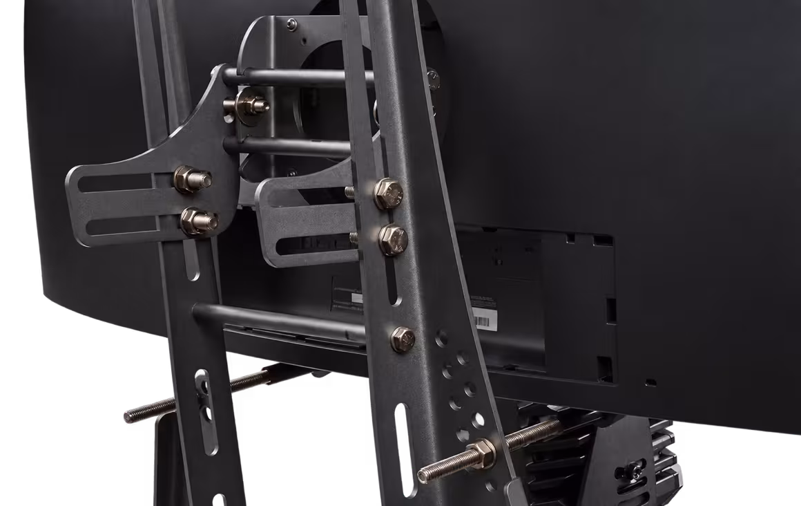 Rear view of a monitor mounted on the Fanatec CSL Cockpit holder